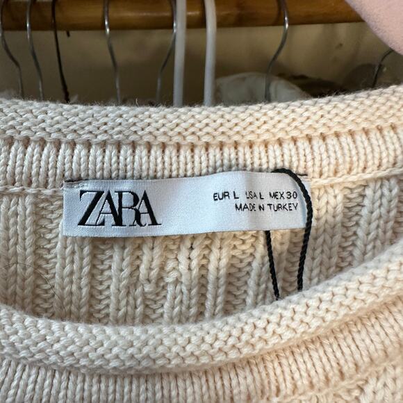 Zara Knit Cropped Ruffle Sleeve Sweater Top Size Large 6771/034/712 Bloggers - Picture 5 of 8